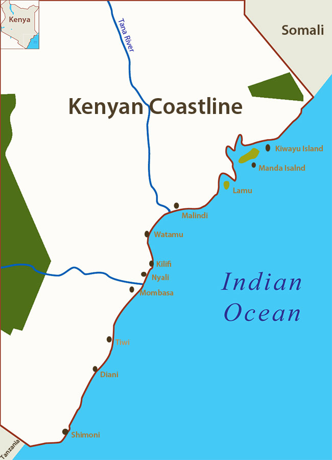 Beach map Kenya