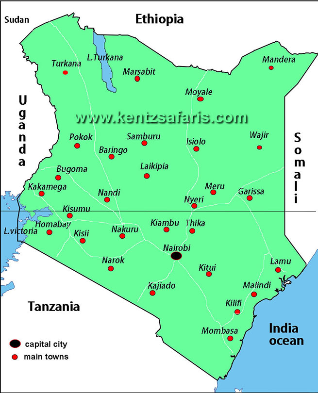 Map of Kenyan Towns and Cities
