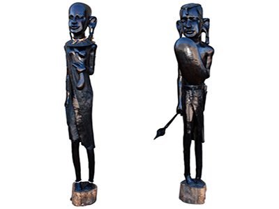 Masai couple wooden statue